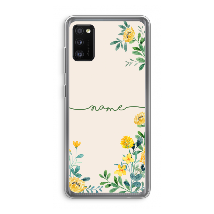 Gele bloemen: Samsung Galaxy A41 Transparant Hoesje