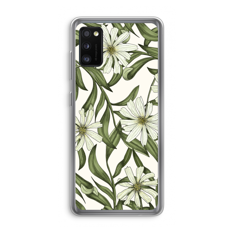 Wit bloemenpatroon: Samsung Galaxy A41 Transparant Hoesje