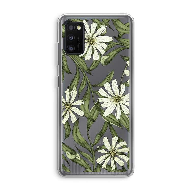 Wit bloemenpatroon: Samsung Galaxy A41 Transparant Hoesje
