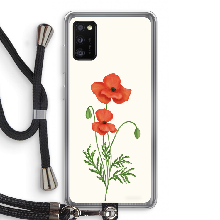 Red poppy: Samsung Galaxy A41 Transparant Hoesje met koord