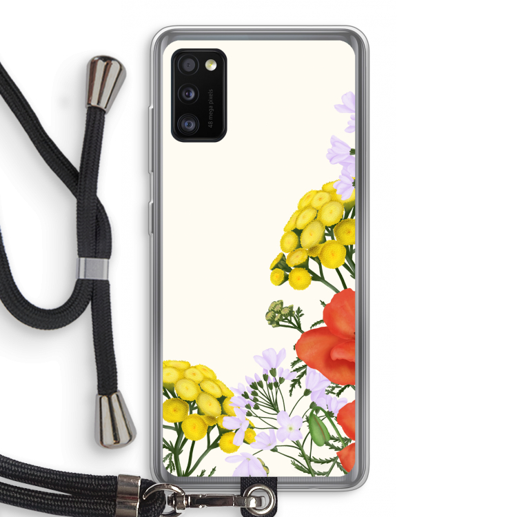 Wilde bloemen: Samsung Galaxy A41 Transparant Hoesje met koord