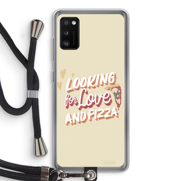 Pizza is the answer: Samsung Galaxy A41 Transparant Hoesje met koord