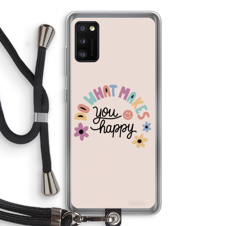 Happy days: Samsung Galaxy A41 Transparant Hoesje met koord