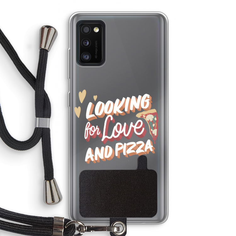 Pizza is the answer: Samsung Galaxy A41 Transparant Hoesje met koord