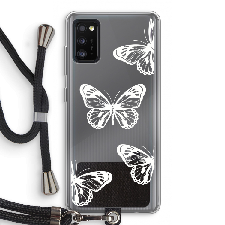 White butterfly: Samsung Galaxy A41 Transparant Hoesje met koord