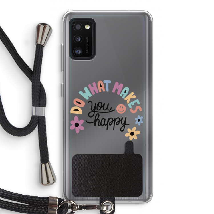 Happy days: Samsung Galaxy A41 Transparant Hoesje met koord