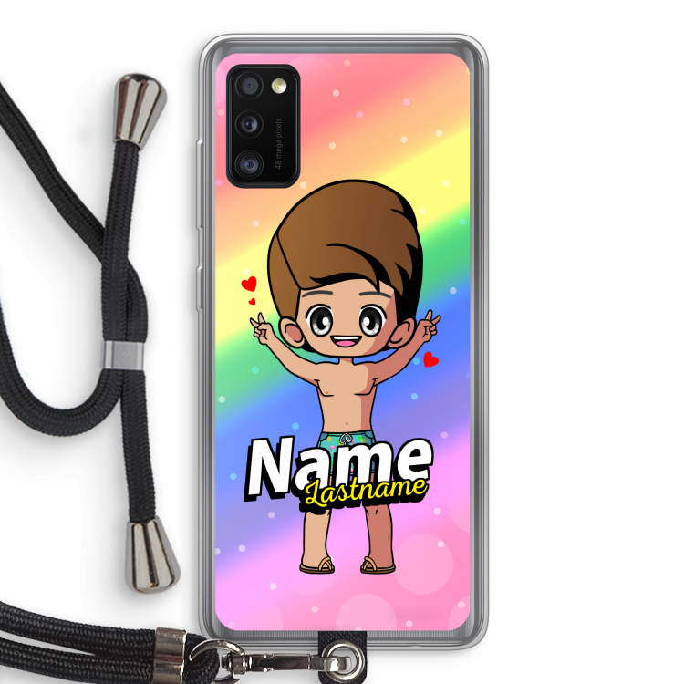 Chibi Maker man: Samsung Galaxy A41 Transparant Hoesje met koord