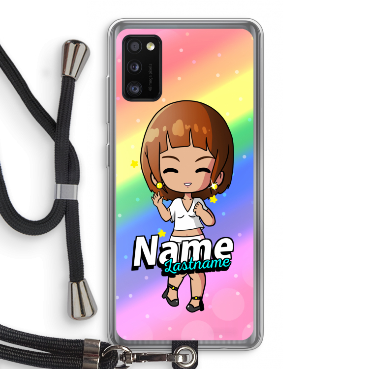 Chibi Maker vrouw: Samsung Galaxy A41 Transparant Hoesje met koord