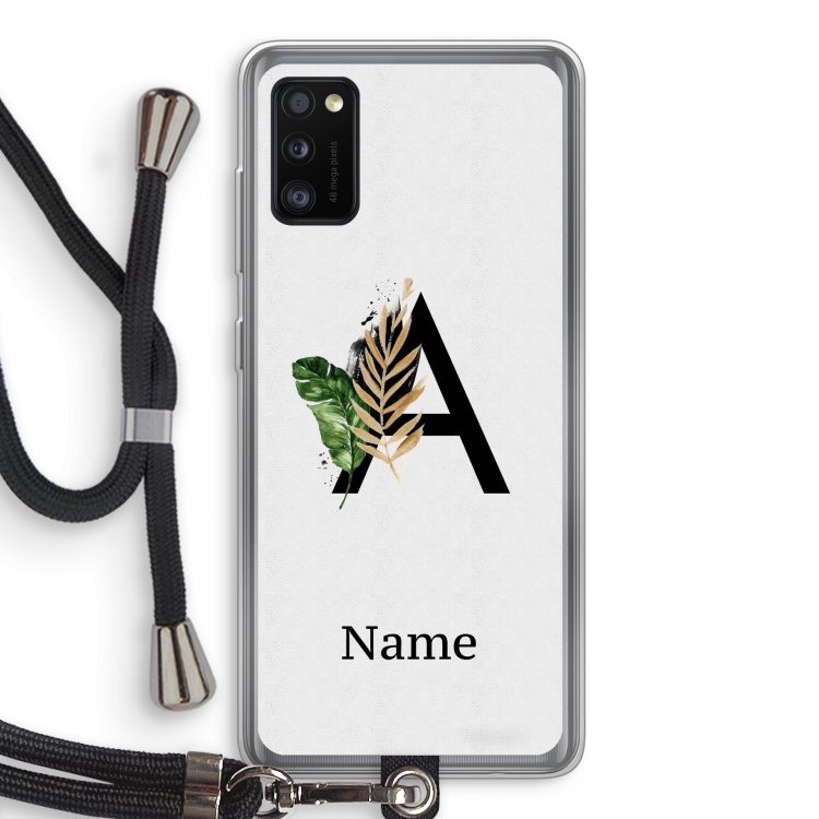 Charcoal Flora: Samsung Galaxy A41 Transparant Hoesje met koord