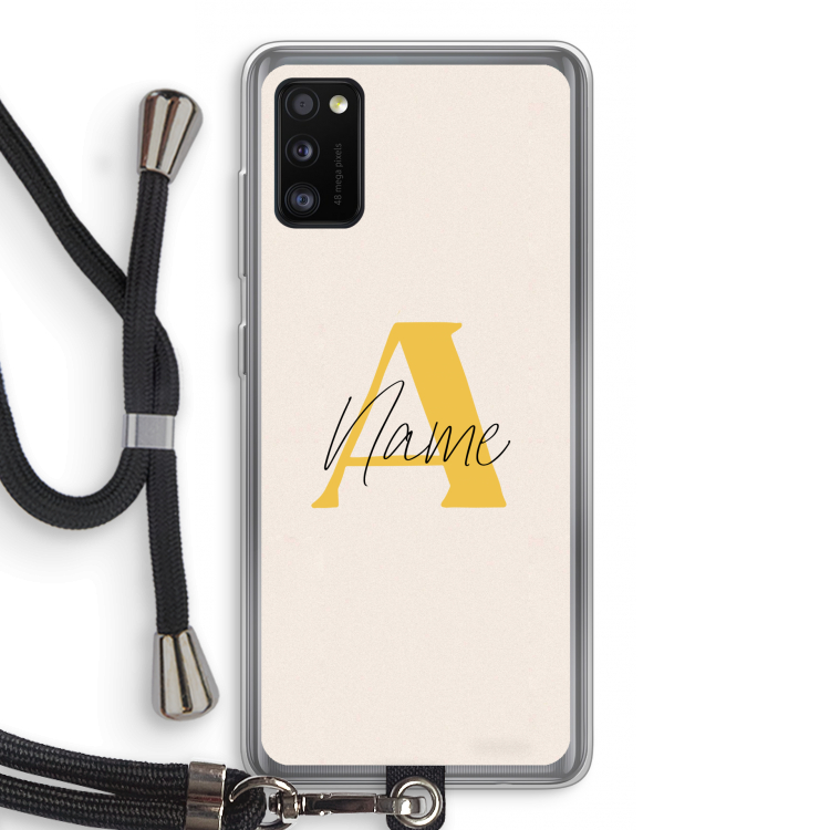 Amber Script: Samsung Galaxy A41 Transparant Hoesje met koord