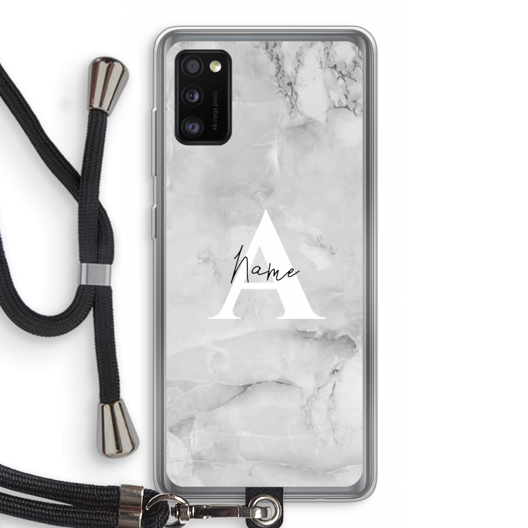 Ivory Marble: Samsung Galaxy A41 Transparant Hoesje met koord
