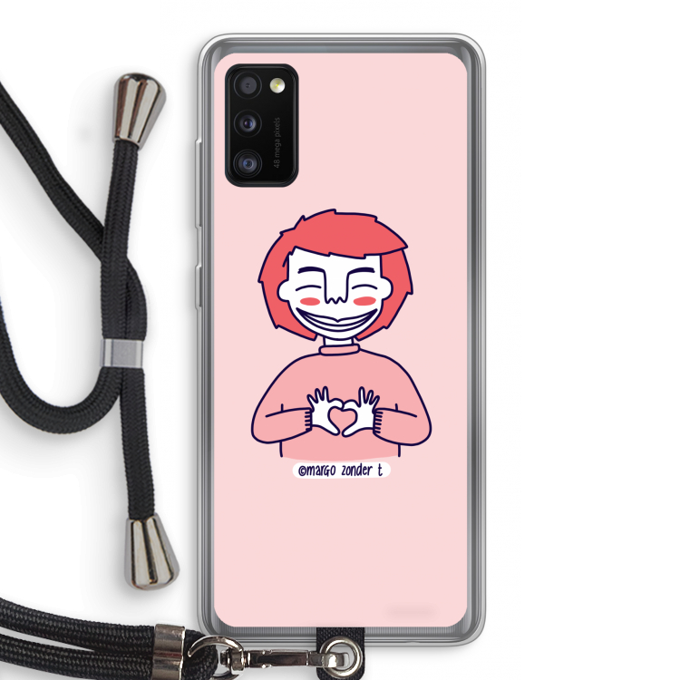 Hartje: Samsung Galaxy A41 Transparant Hoesje met koord