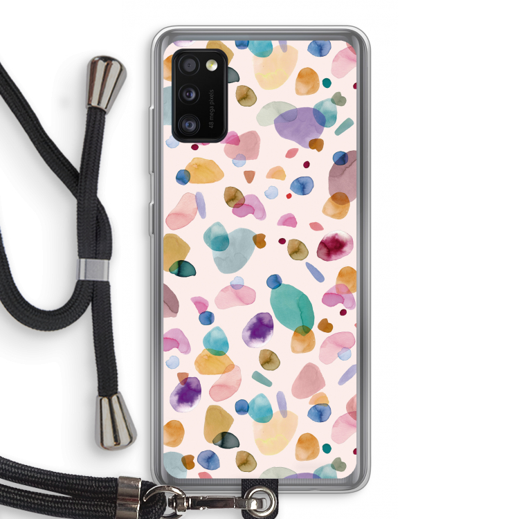 Terrazzo Memphis Pink: Samsung Galaxy A41 Transparant Hoesje met koord