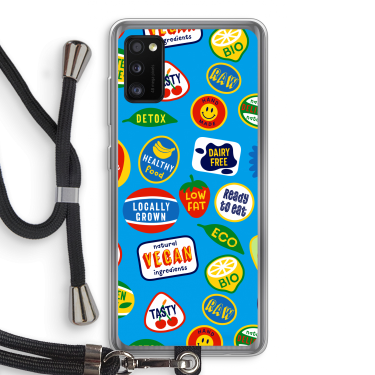 Fruitsticker: Samsung Galaxy A41 Transparant Hoesje met koord