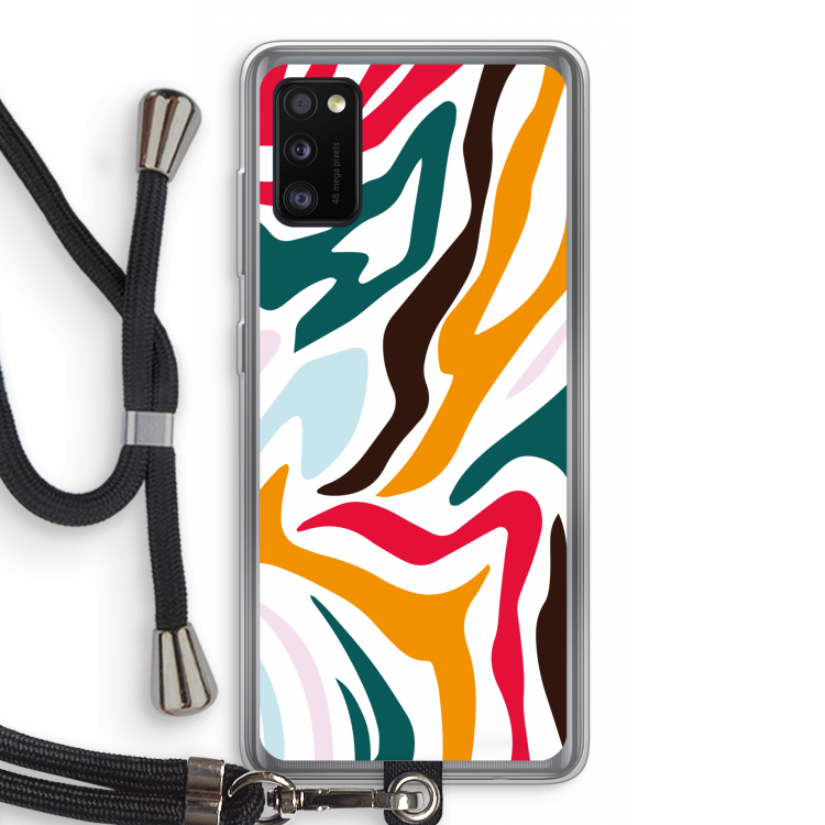 Colored Zebra: Samsung Galaxy A41 Transparant Hoesje met koord