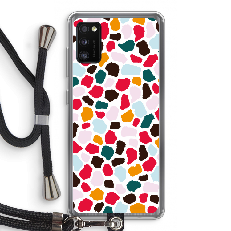 Colored Giraffe: Samsung Galaxy A41 Transparant Hoesje met koord