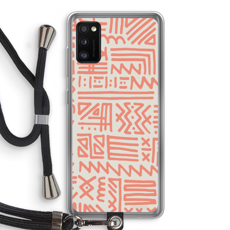 Marrakech Pink: Samsung Galaxy A41 Transparant Hoesje met koord