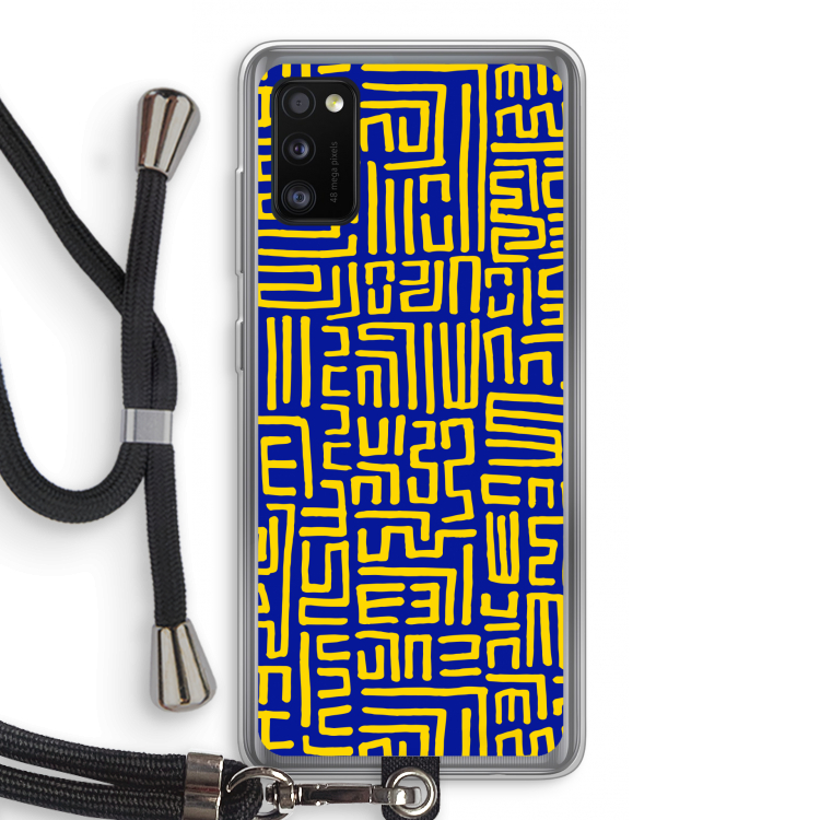 Majorelle Blue Print: Samsung Galaxy A41 Transparant Hoesje met koord