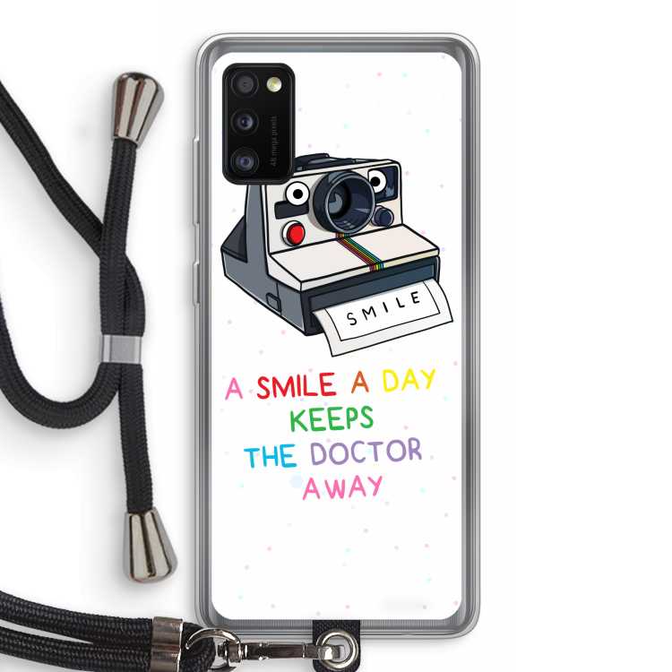 Smile: Samsung Galaxy A41 Transparant Hoesje met koord
