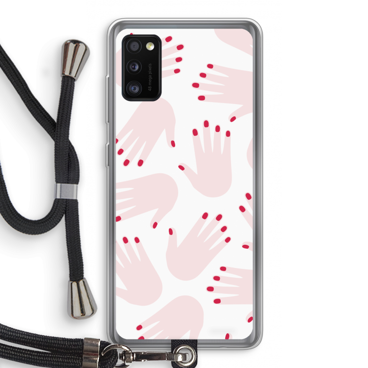 Hands pink: Samsung Galaxy A41 Transparant Hoesje met koord