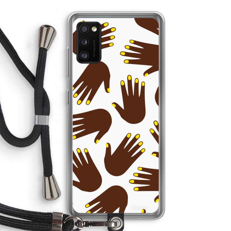 Hands dark: Samsung Galaxy A41 Transparant Hoesje met koord