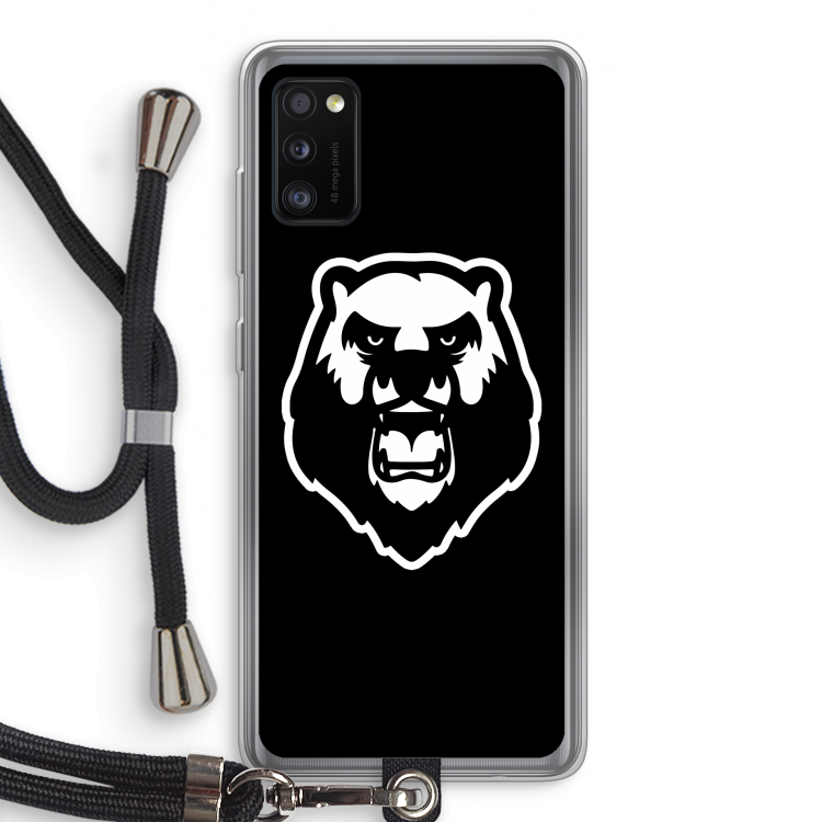 Angry Bear (black): Samsung Galaxy A41 Transparant Hoesje met koord