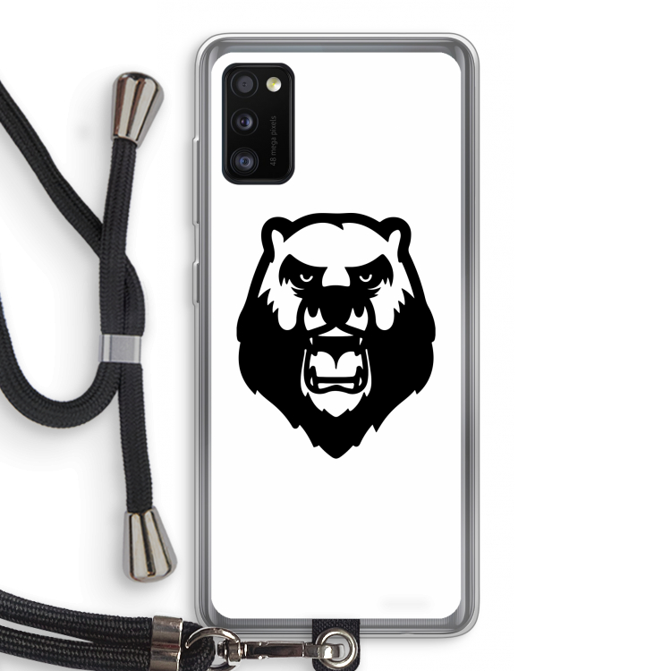 Angry Bear (white): Samsung Galaxy A41 Transparant Hoesje met koord