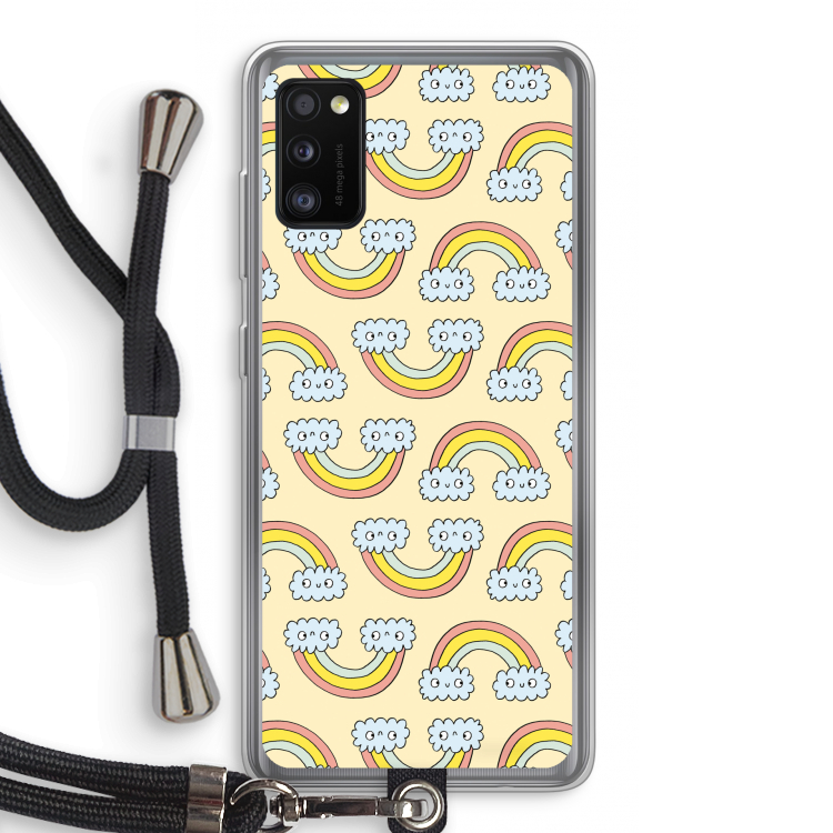 Regenboog: Samsung Galaxy A41 Transparant Hoesje met koord