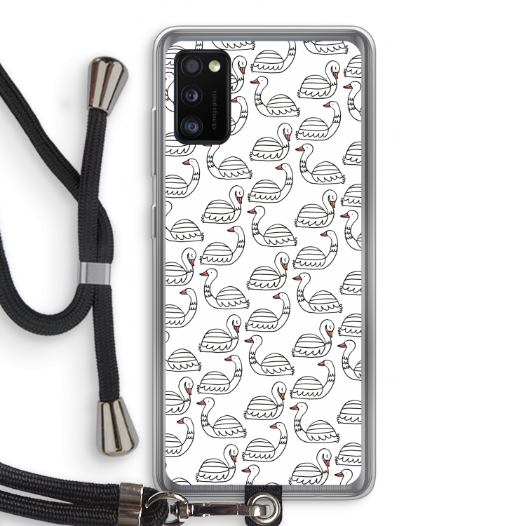 Zwanen: Samsung Galaxy A41 Transparant Hoesje met koord