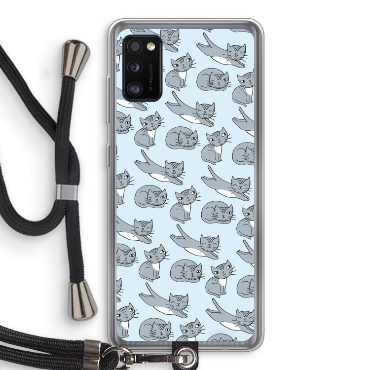 Poezen: Samsung Galaxy A41 Transparant Hoesje met koord