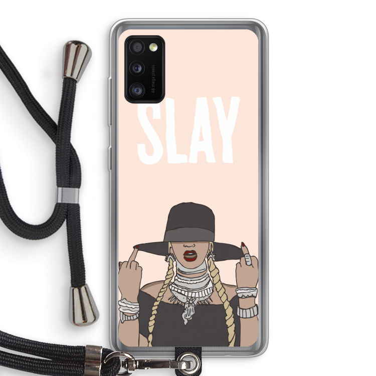 Slay All Day: Samsung Galaxy A41 Transparant Hoesje met koord
