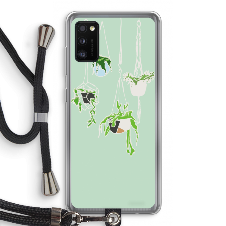 Hang In There: Samsung Galaxy A41 Transparant Hoesje met koord