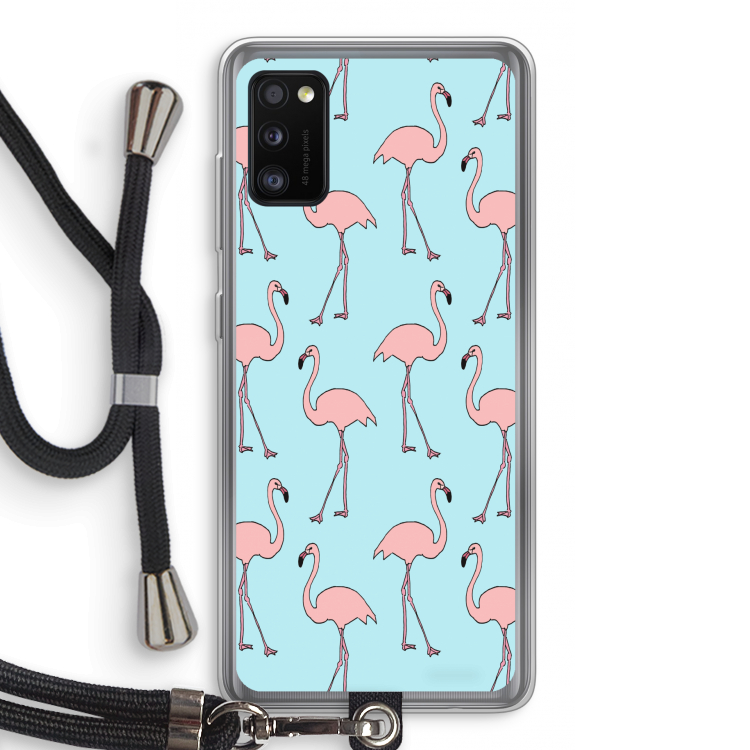 Anything Flamingoes: Samsung Galaxy A41 Transparant Hoesje met koord