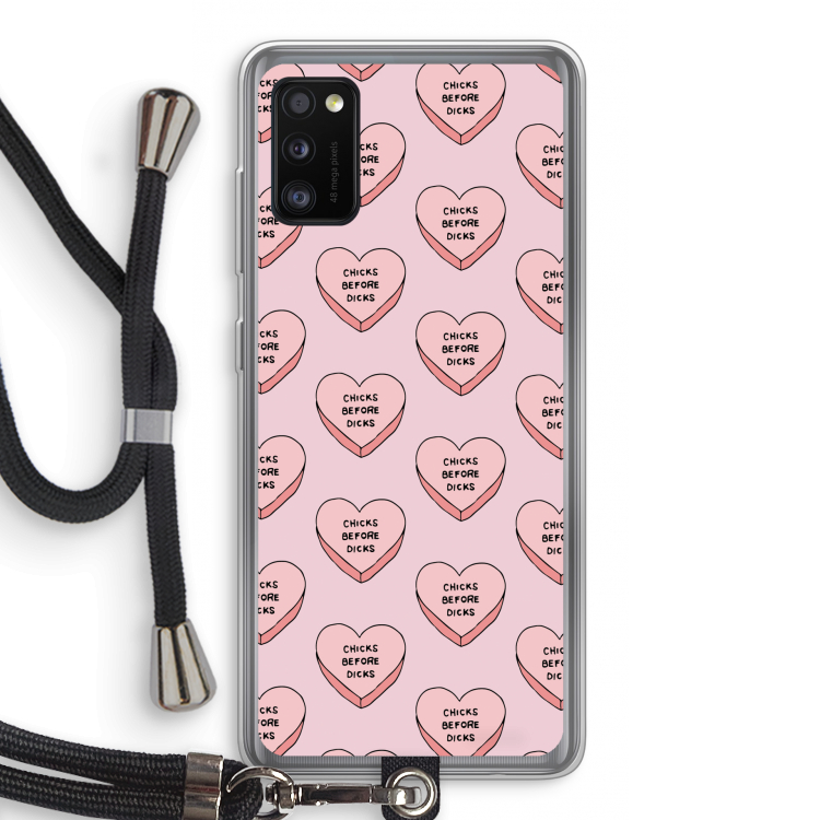 Chicks before dicks: Samsung Galaxy A41 Transparant Hoesje met koord