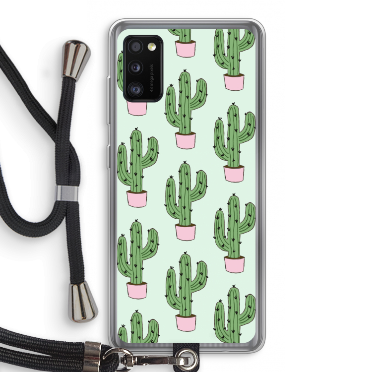 Cactus Lover: Samsung Galaxy A41 Transparant Hoesje met koord