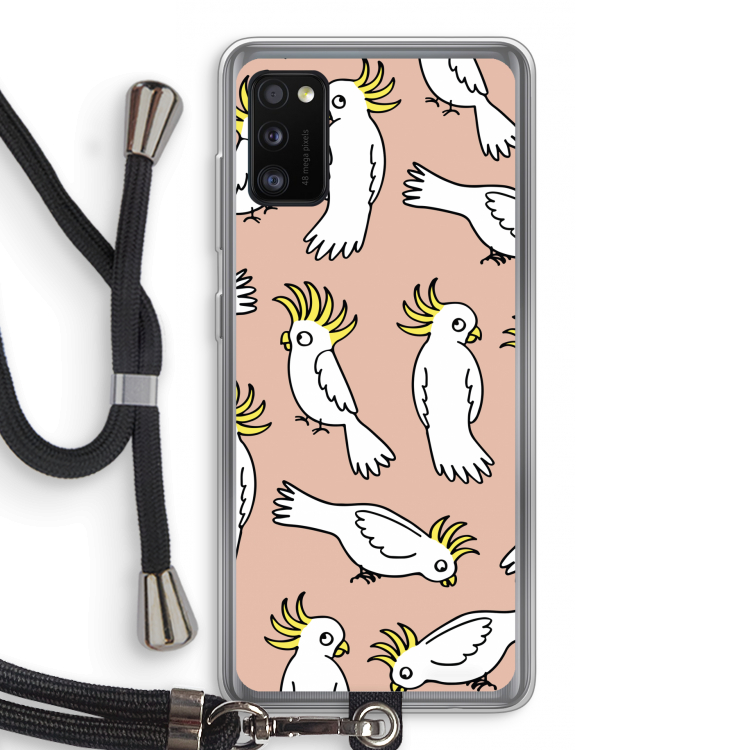 Papegaai: Samsung Galaxy A41 Transparant Hoesje met koord