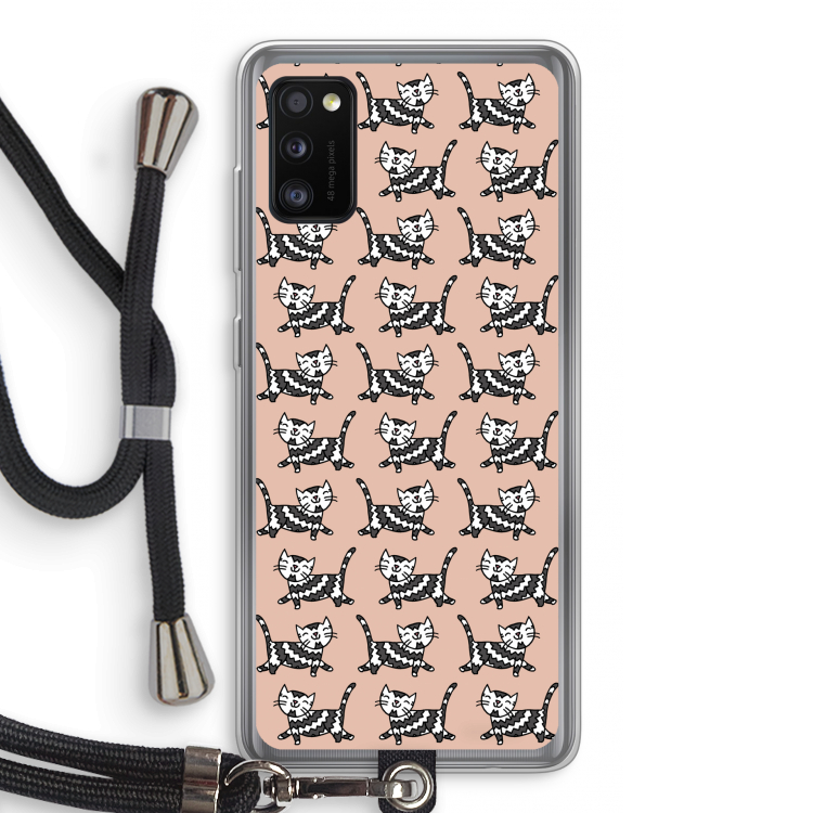 Zwarte poes: Samsung Galaxy A41 Transparant Hoesje met koord