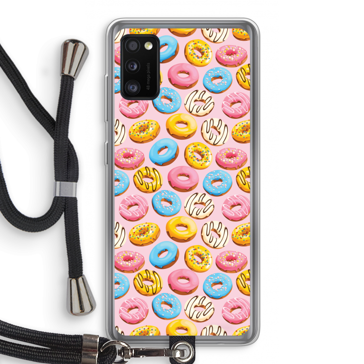Pink donuts: Samsung Galaxy A41 Transparant Hoesje met koord