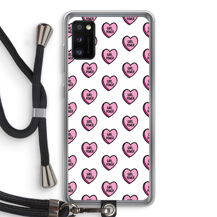 GIRL POWER: Samsung Galaxy A41 Transparant Hoesje met koord