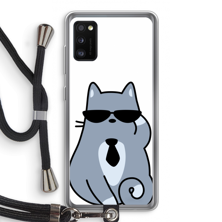 Cool cat: Samsung Galaxy A41 Transparant Hoesje met koord