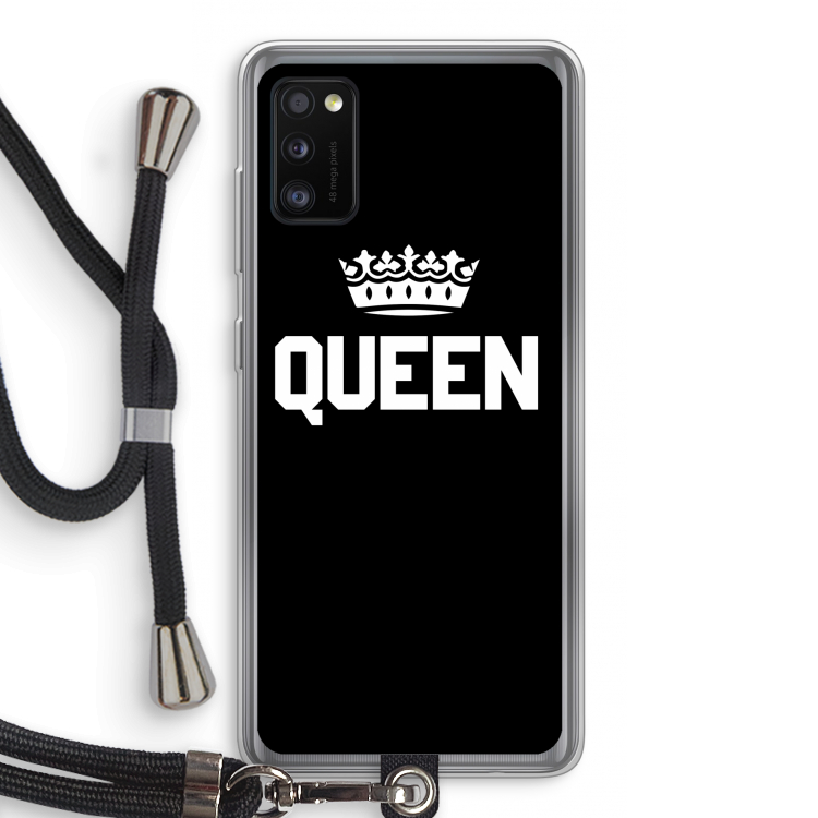 Queen zwart: Samsung Galaxy A41 Transparant Hoesje met koord