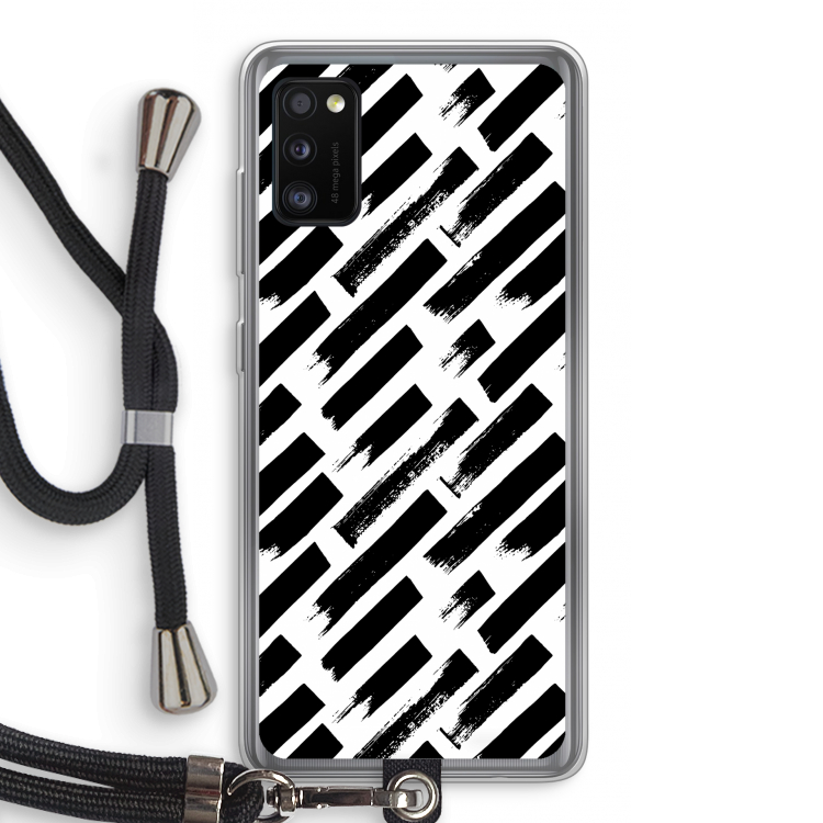 Zwarte vegen: Samsung Galaxy A41 Transparant Hoesje met koord