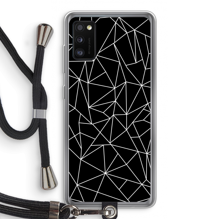 Geometrische lijnen wit: Samsung Galaxy A41 Transparant Hoesje met koord