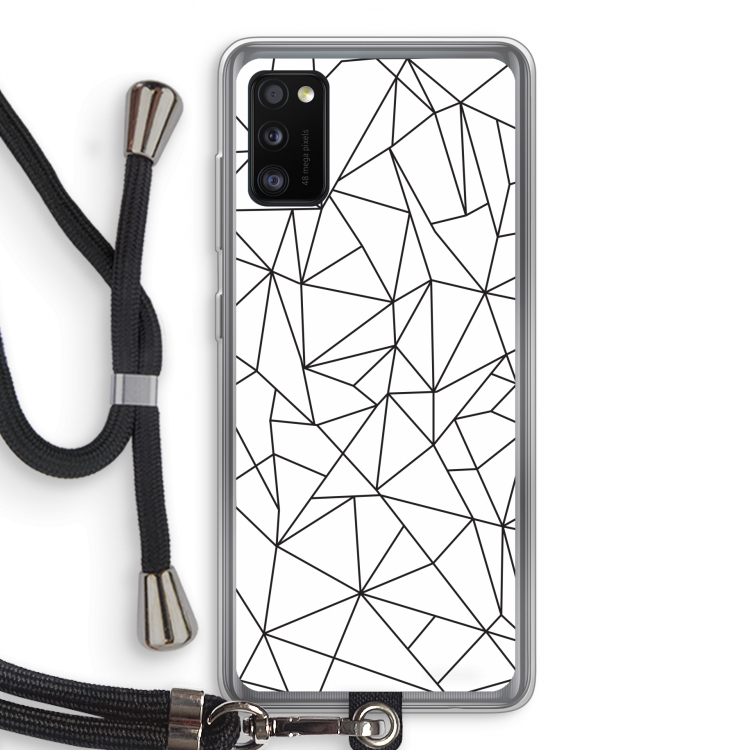 Geometrische lijnen zwart: Samsung Galaxy A41 Transparant Hoesje met koord