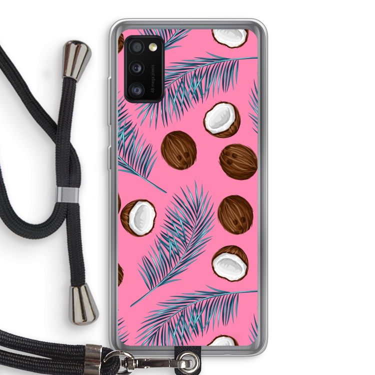 Kokosnoot roze: Samsung Galaxy A41 Transparant Hoesje met koord