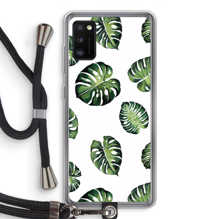 Tropische bladeren: Samsung Galaxy A41 Transparant Hoesje met koord