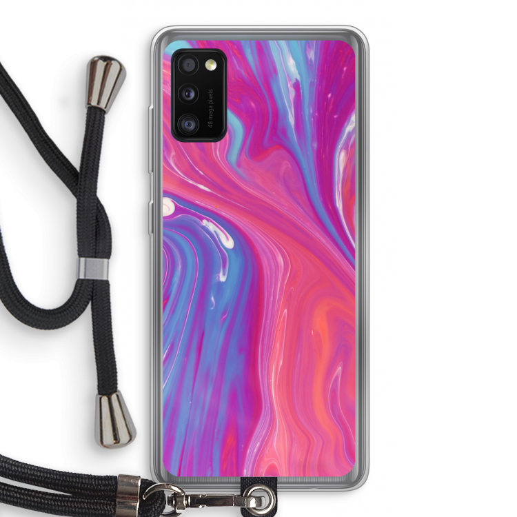 Paarse stroom: Samsung Galaxy A41 Transparant Hoesje met koord