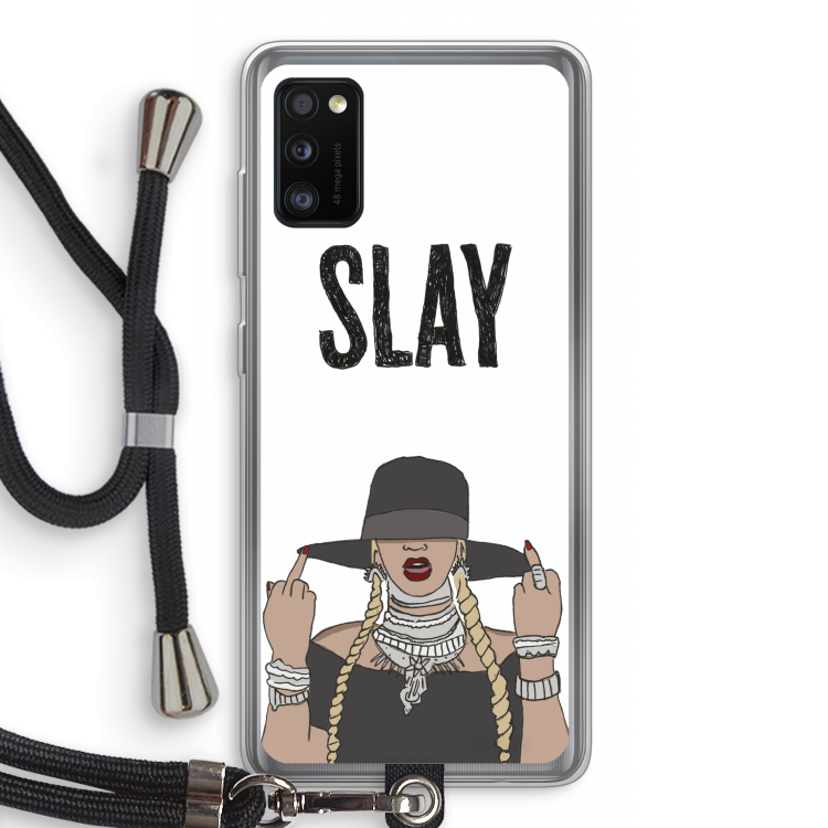 Slay All Day: Samsung Galaxy A41 Transparant Hoesje met koord