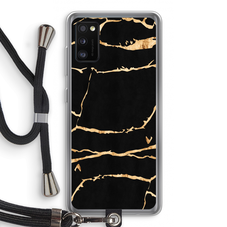 Gouden marmer: Samsung Galaxy A41 Transparant Hoesje met koord