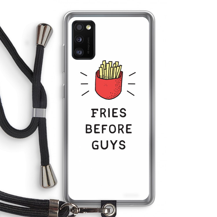 Fries before guys: Samsung Galaxy A41 Transparant Hoesje met koord
